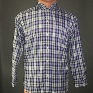 Tommy Hilfiger, Shirt, Size Large, Plaid Light-Purple/Black/White